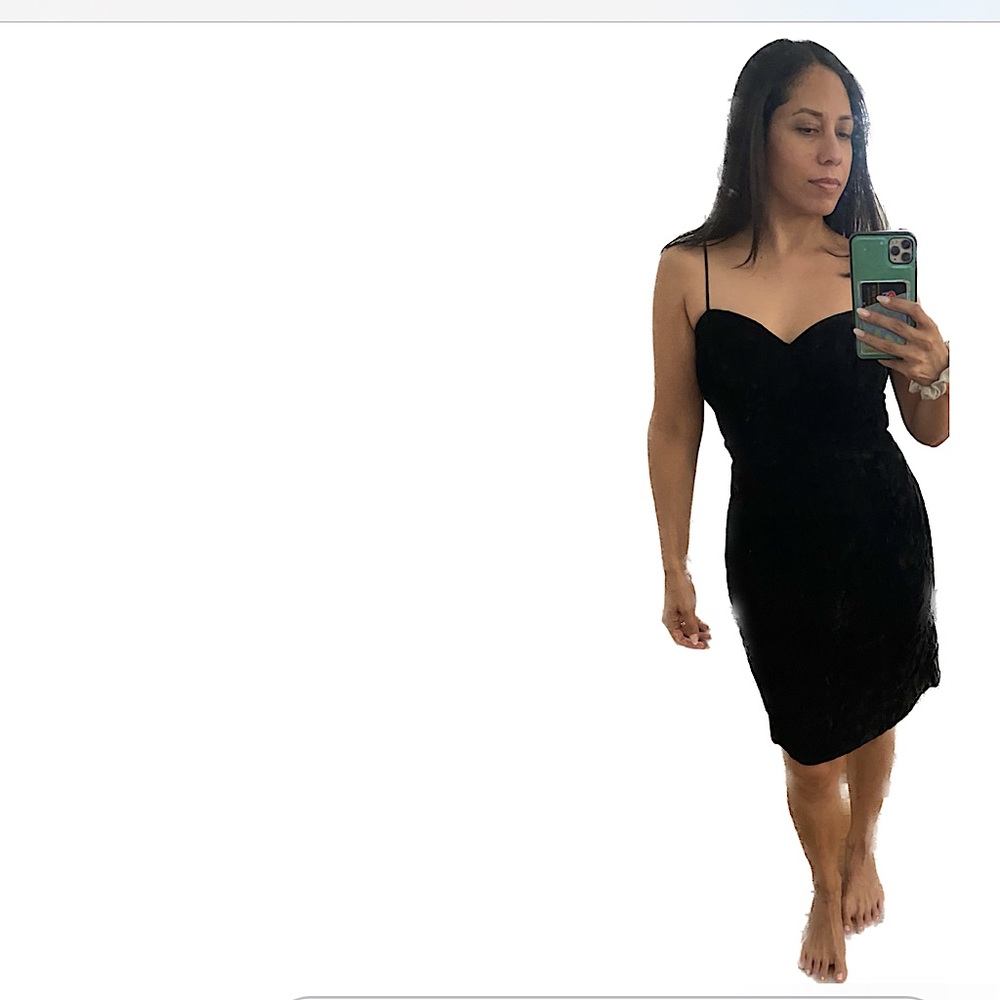 Vintage The Limited Black Velvet Sweetheart Neckline Dress Size 8